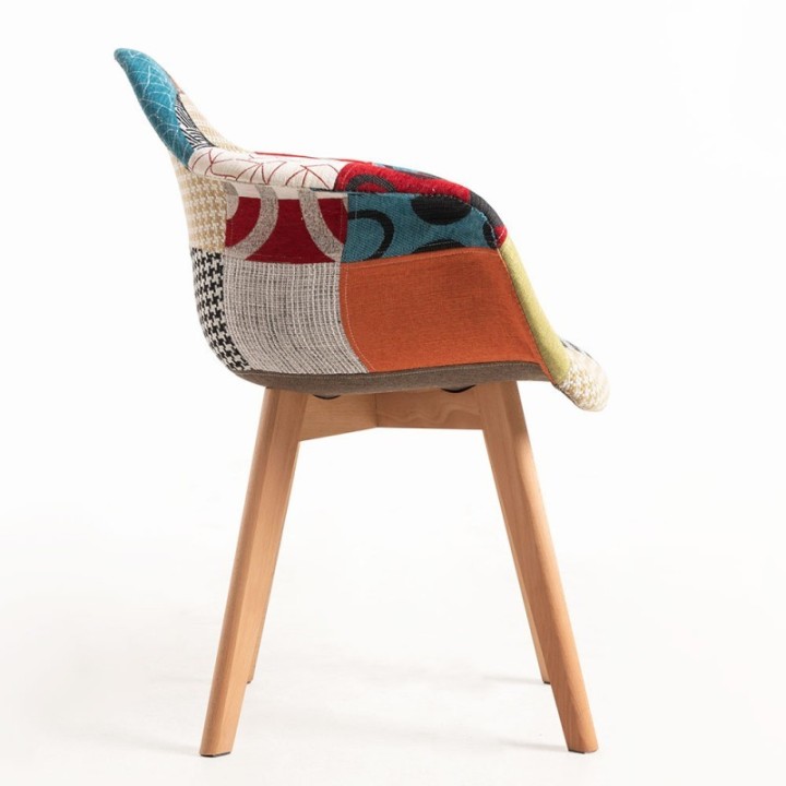 Silla Dubai Patchwork|Sillas nórdicas madera haya y tapizado 
