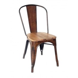 Silla Tolix vintage Rusty madera|Sillas industriales apilables hierro