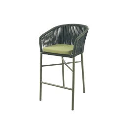Taburete Tuka apilable exterior y cuerda trenzada