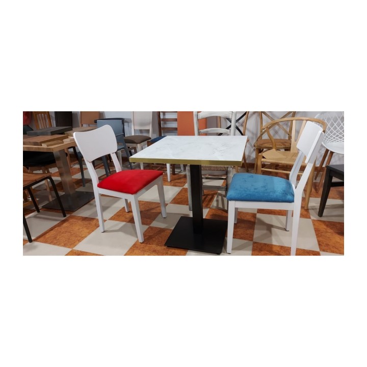 Mesa cheste melamina marmol canto metalico- Mesas para bares