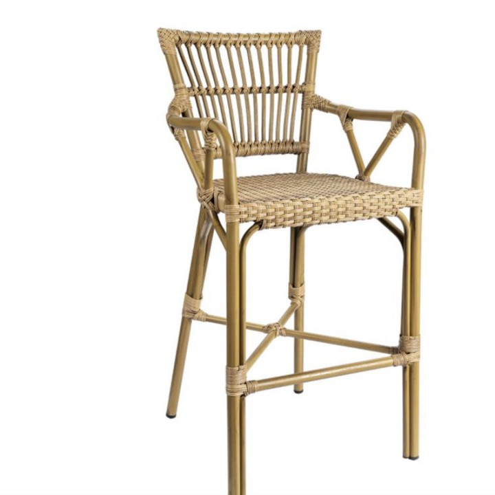 Comprar Taburete Polinesia aluminio y rattán【 Taburete de Rattán y Mimbre】