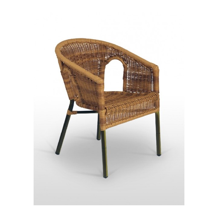 Sillón Halle - Sillas de aluminio dark bambú| Sillas bistro parisinas