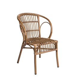 Sillón de aluminio y médula Maui apilable| Sillón rattán bares