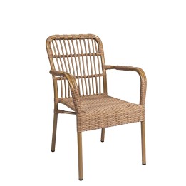 Sillón de aluminio y médula Madeira apilable| Sillón bares