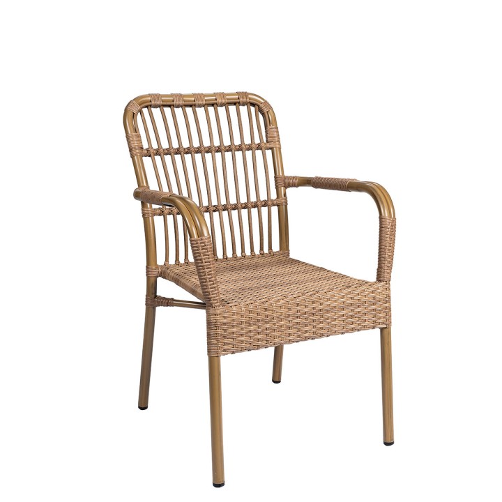 Sillón de aluminio y médula Madeira apilable| Sillón bares