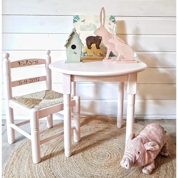 PacK Infantil Mesa +2 sillas madera anea| Mobiliario Infantil artesano madera pino macizo