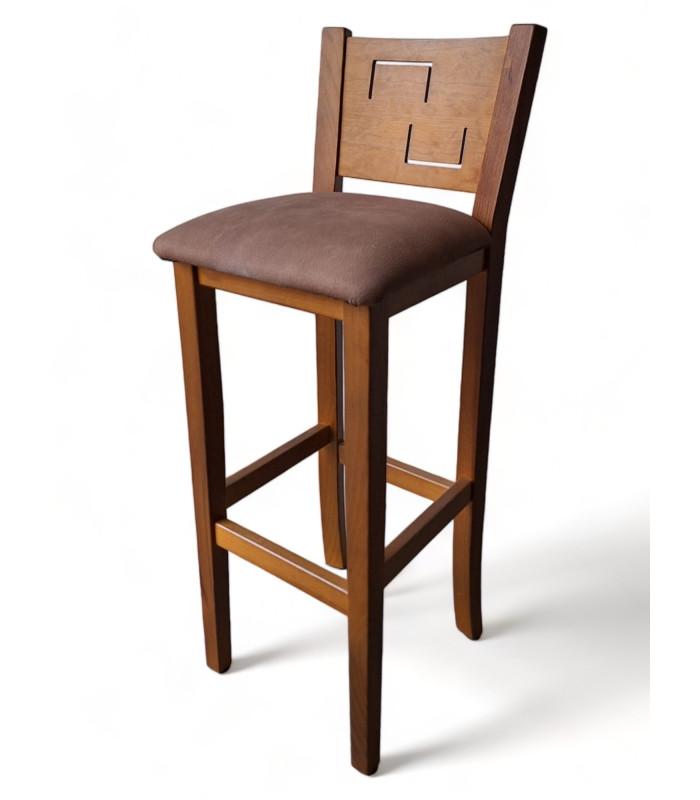Taburete madera respaldo Génova| Taburete tapizado bares