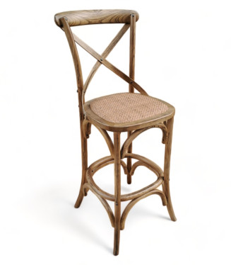 Taburete Thonet respaldo Crossback|Taburete madera roble envejecido