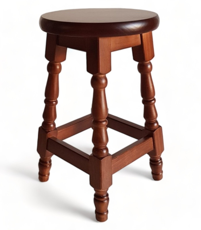 Taburetes Francés Bajo | Taburete de madera torneado pino barato