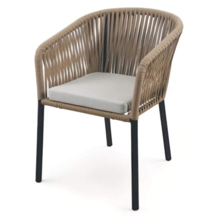 ▷ Sillón de aluminio y ratán de terraza |Sillon Tuka Apilable