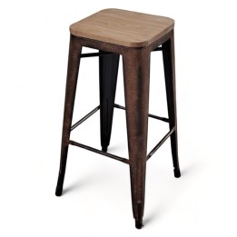 Taburete Tolix vintage Rusty madera|Taburetes vintage apilables baratos