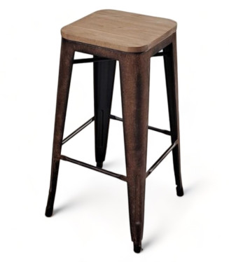 Taburete Tolix vintage Rusty madera|Taburetes vintage apilables baratos