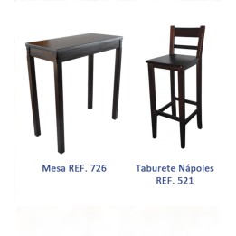 Mesa hostelería Vertice madera + 4 Taburetes hostelería|Mobiliario bares