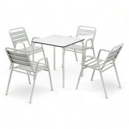 Pack 36 -Terraza mesa compact plus 4 sillon lamas aluminio- PROMOCIÓN