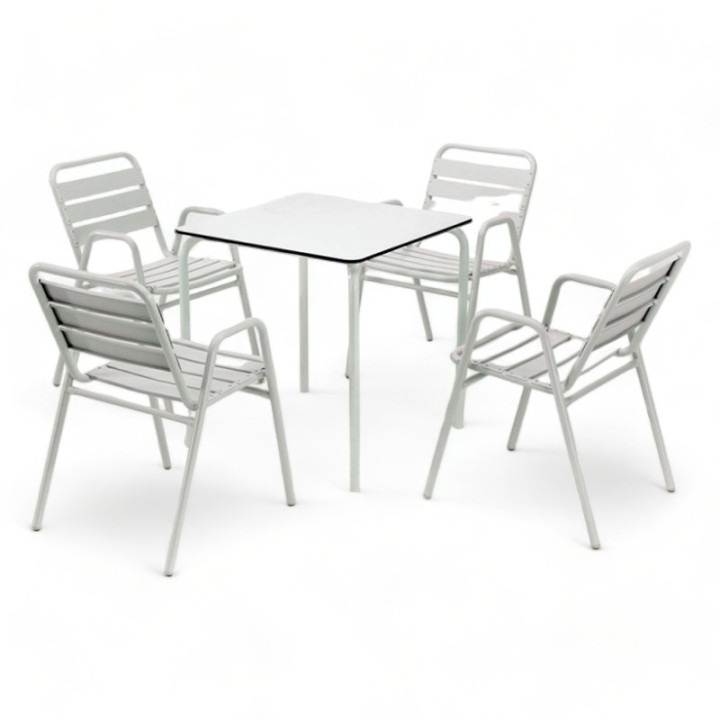 Pack 36 -Terraza mesa compact plus 4 sillon lamas aluminio- PROMOCIÓN