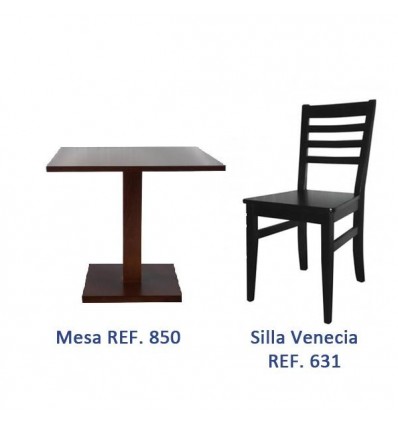 SILLAS Y MESAS DE MADERA |PACK 6: MESA HOSTELERÍA + 4 SILLAS HOSTELERÍA | MOBILIARIO DE HOSTELERÍA