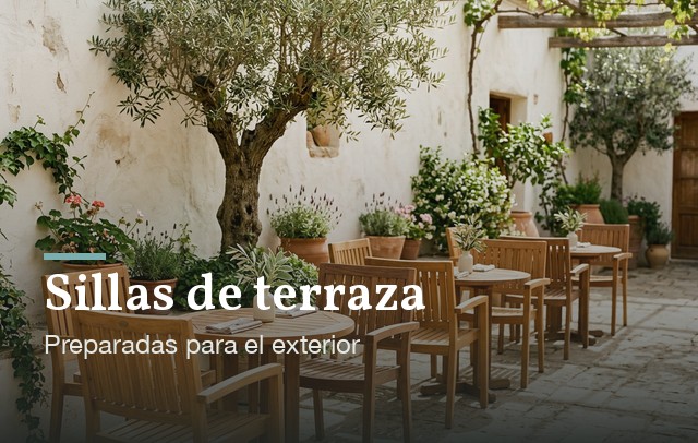 Sillas de terraza preparadas para el exterior